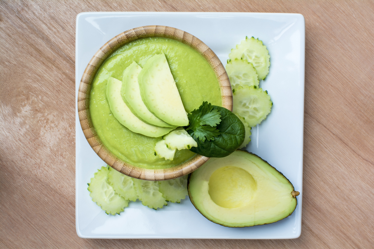 Chilled cucumber avocado soup