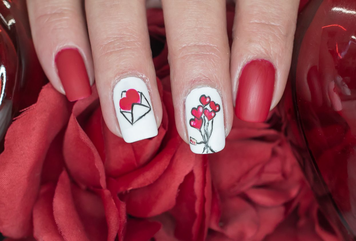 Heart Balloon Nail Art Design