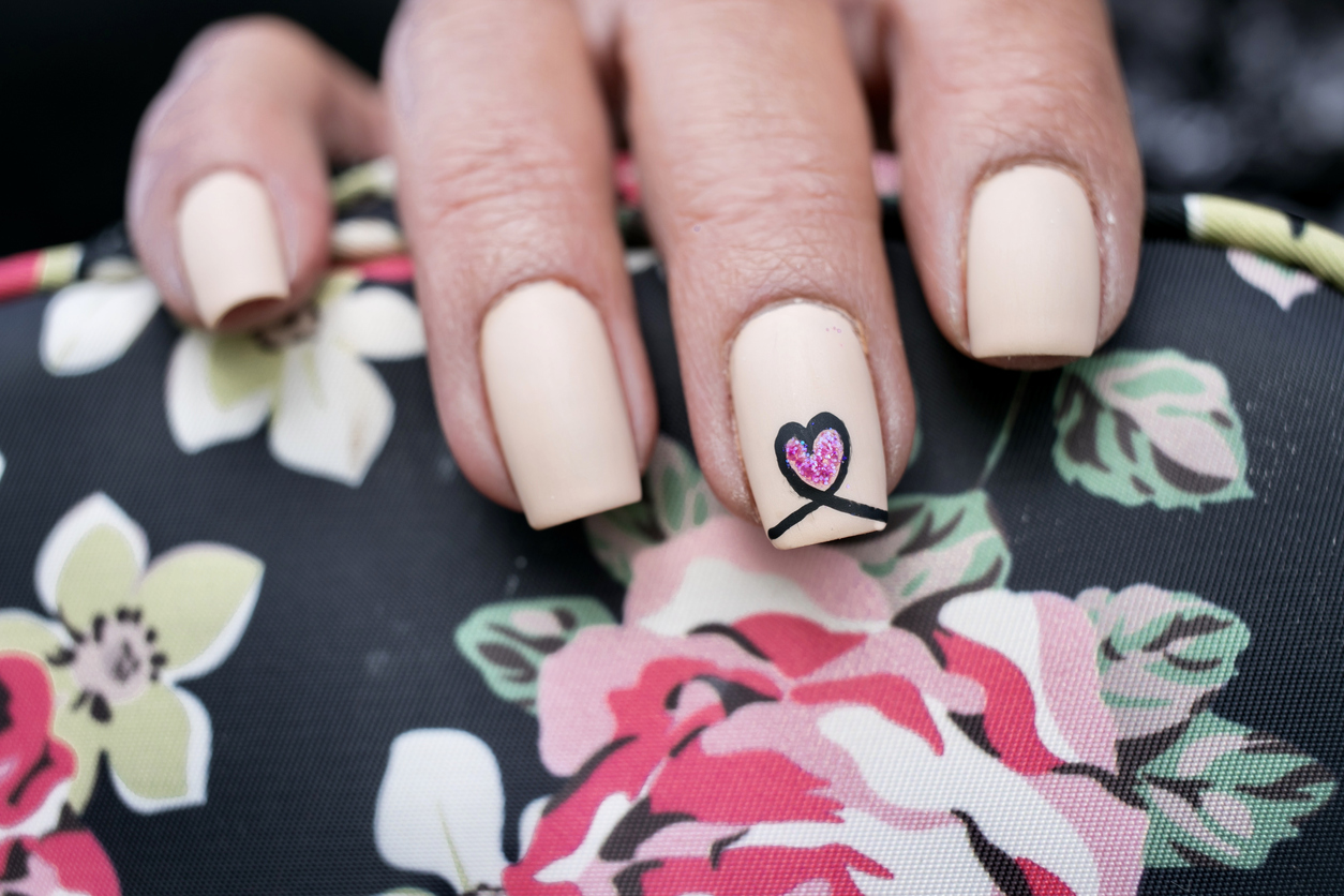 Pink Heart Nail Art Design