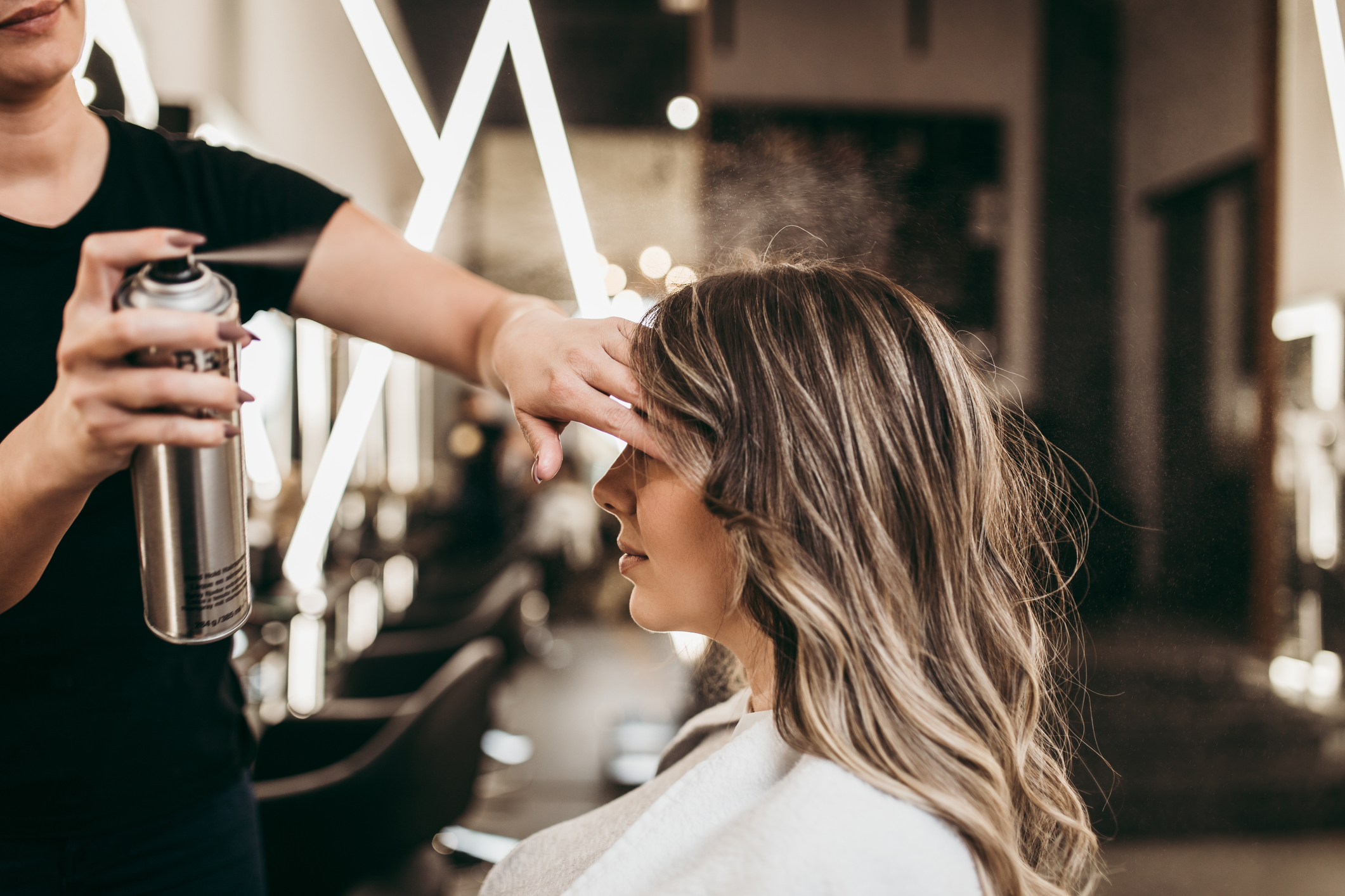 Woman at hair salon