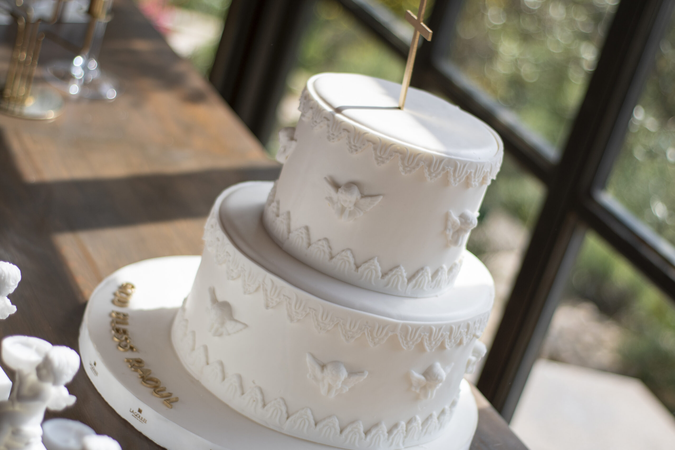 sophisticated baptism cake