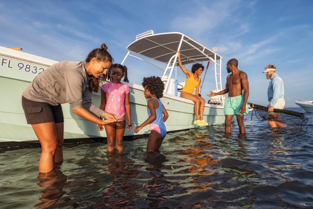 Sanibel Pine Island Sound Family boat adventure 2021 Matador Crocs Pine Island Boating Shelling