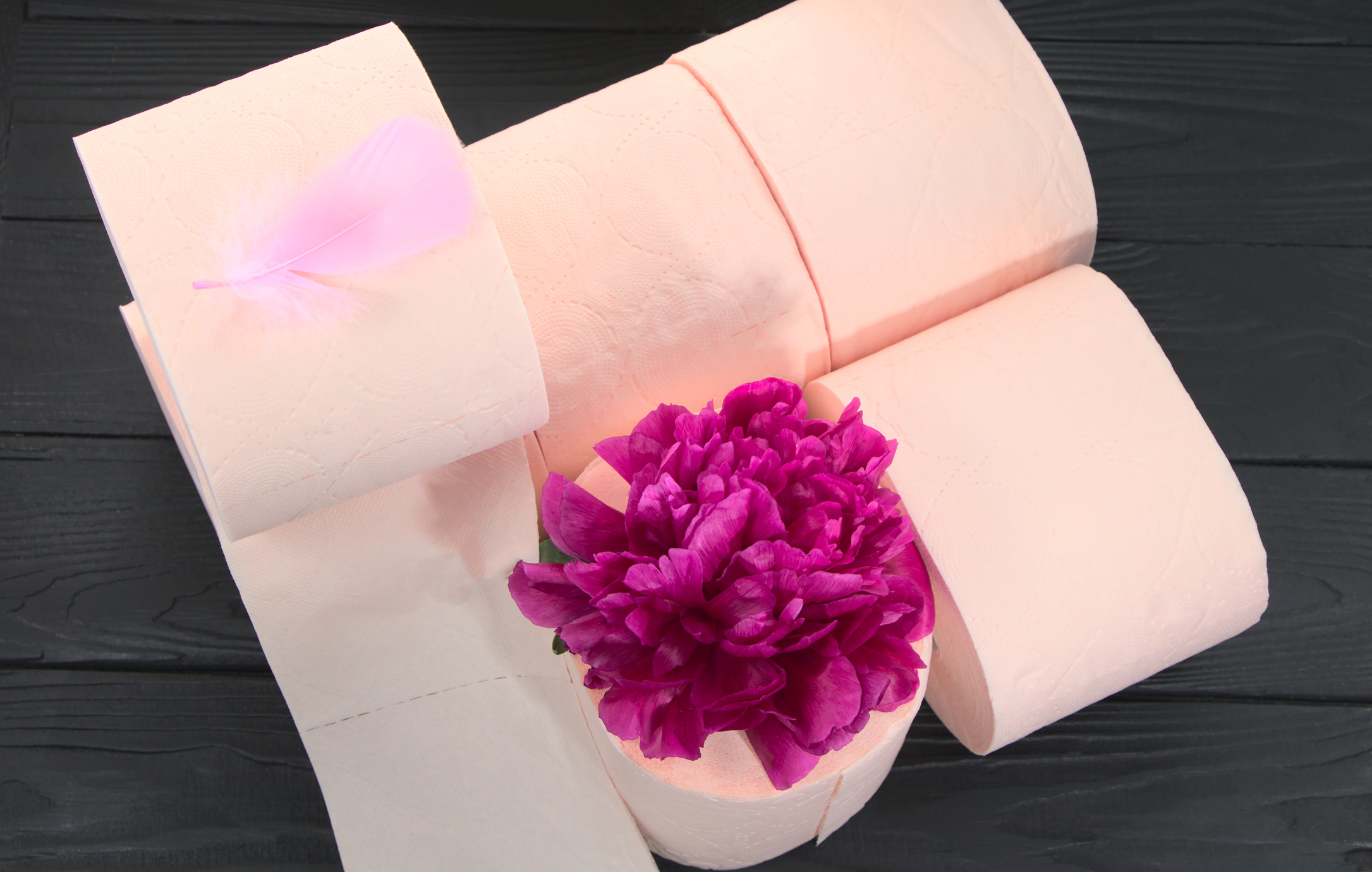 Pink paper for personal hygiene.