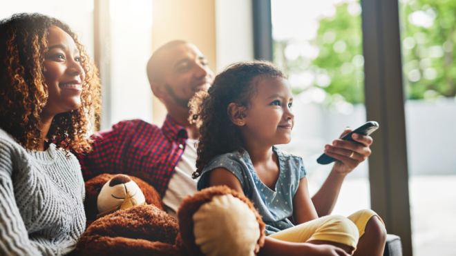 family watching TV