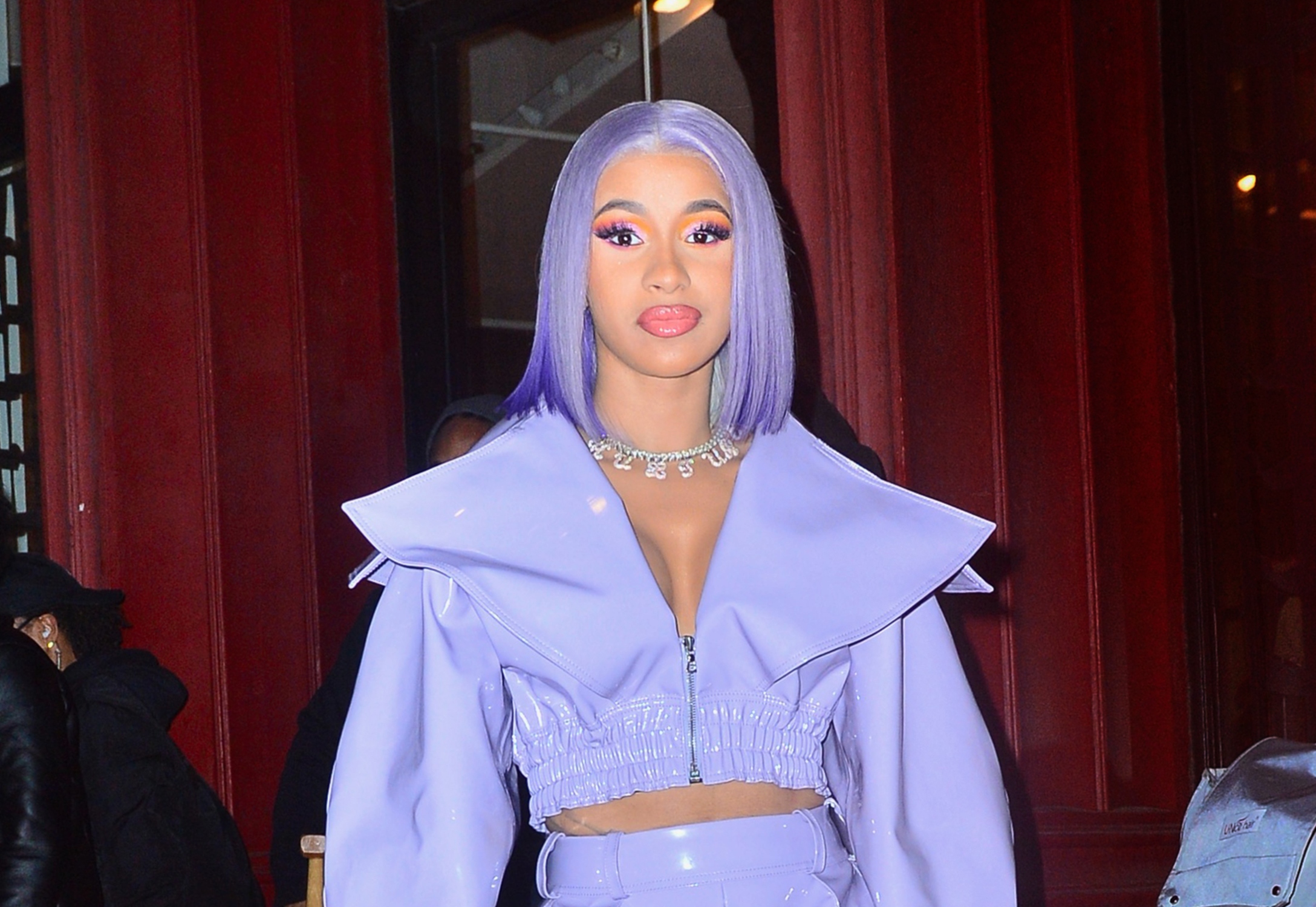 cardi b purple hair