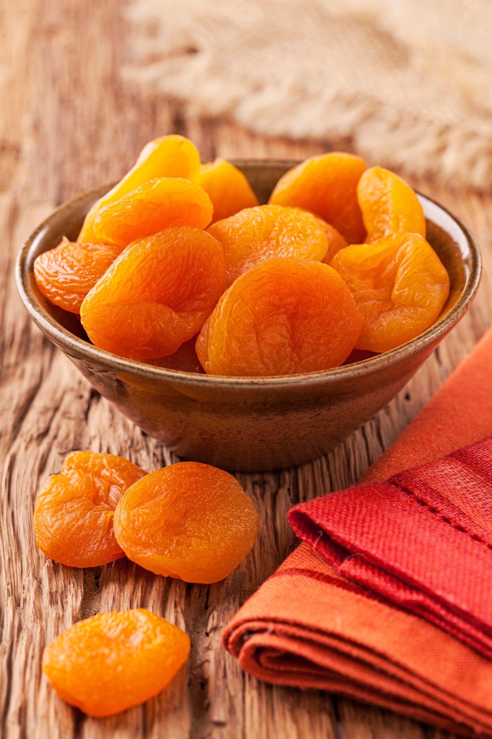 Dried apricots in a bowl