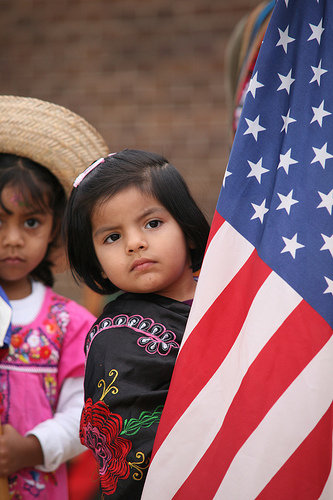 latina child american flag