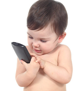 baby with phone