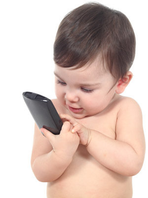 baby with phone