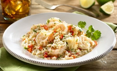 Yucca and shrimp risotto recipe