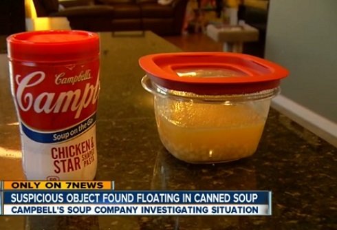 chicken fetus found in canned soup