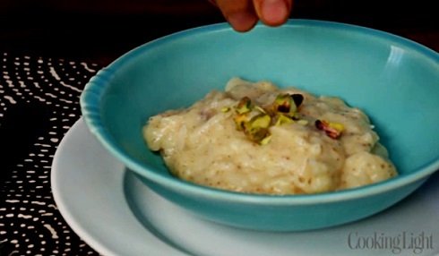 warm coconut rice pudding