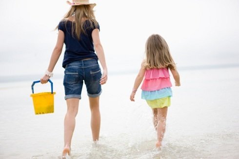 mother and daughter on the beach