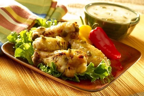 Pineapple jalapeño wings with creamy dipping sauce