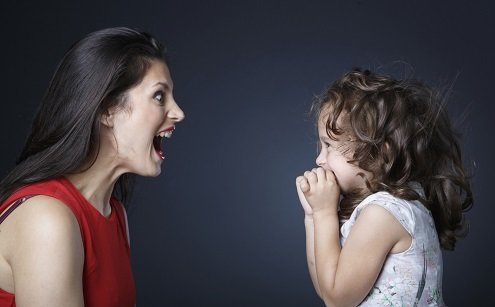 mother yelling at child