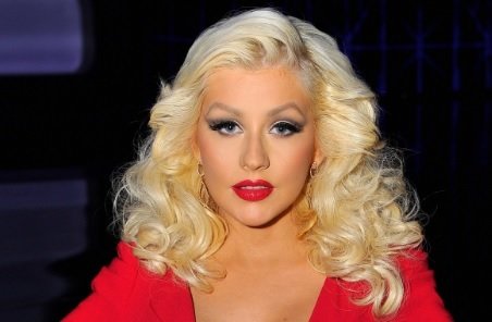 Christina Aguilera in red dress