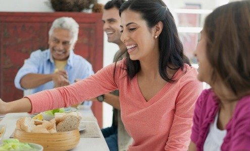 latina at dinner table