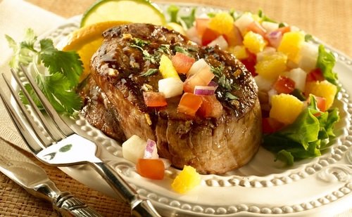 Mexican seared steaks with jicama salsa