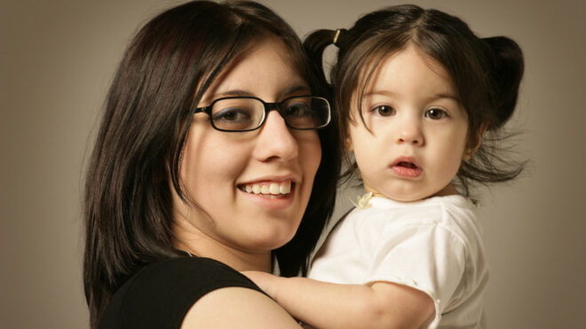 Latina mom and daughter