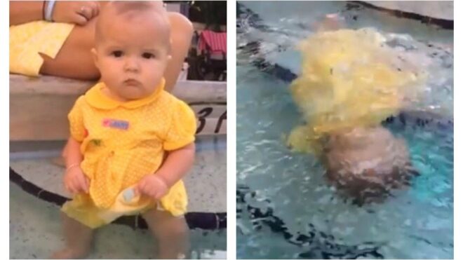 baby swimming video