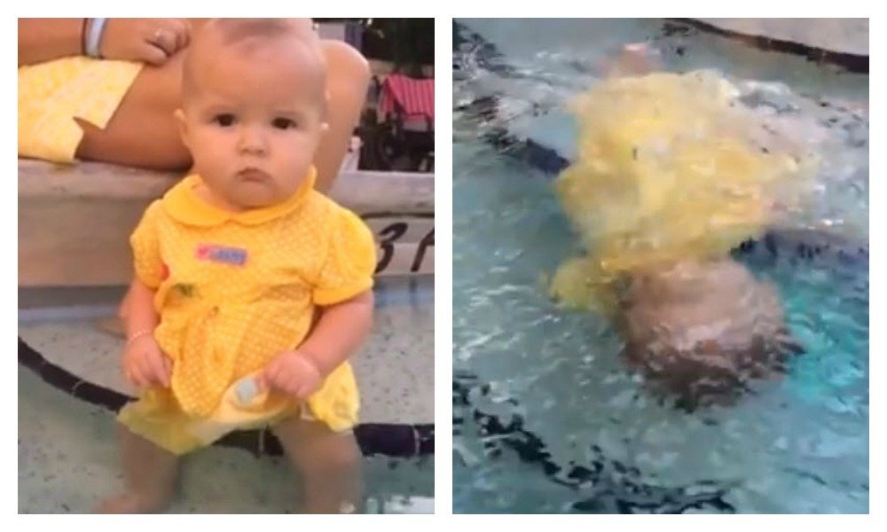 baby swimming video