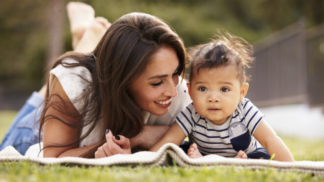 mother and baby at the park