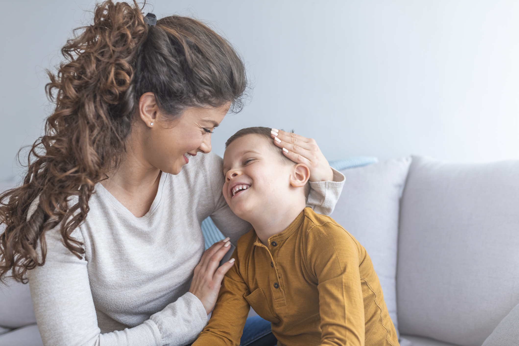 Mother holding child in arms