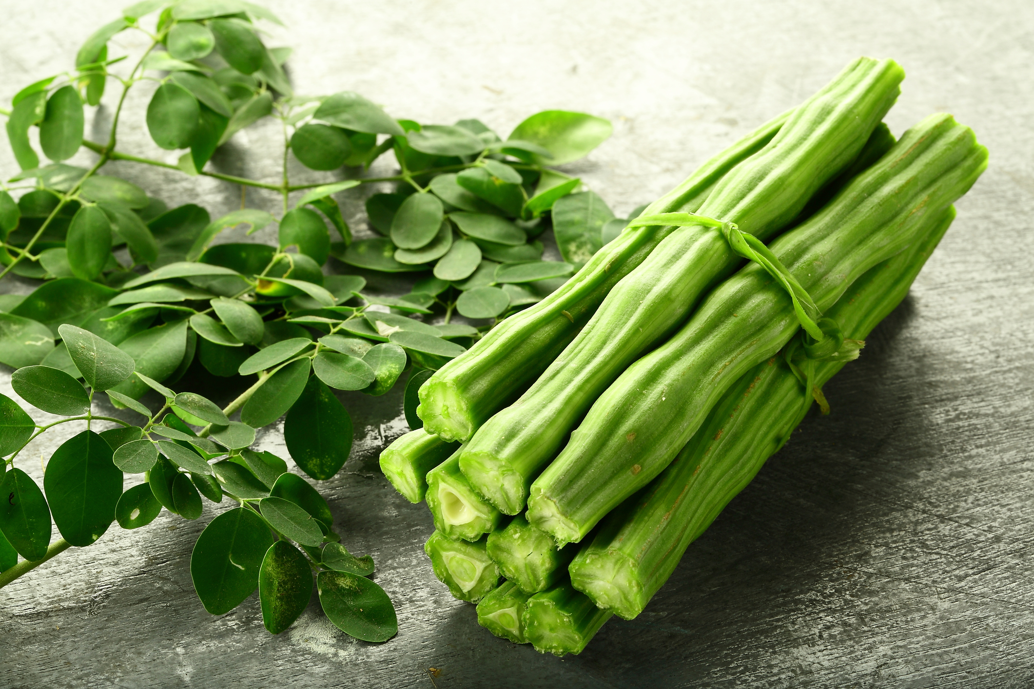 Tallos y hojas de moringa