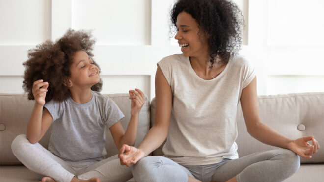 mom and daughter meditation