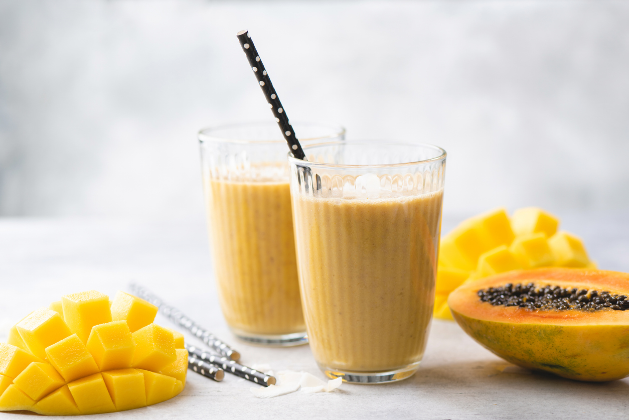 Yellow mango papaya smoothie