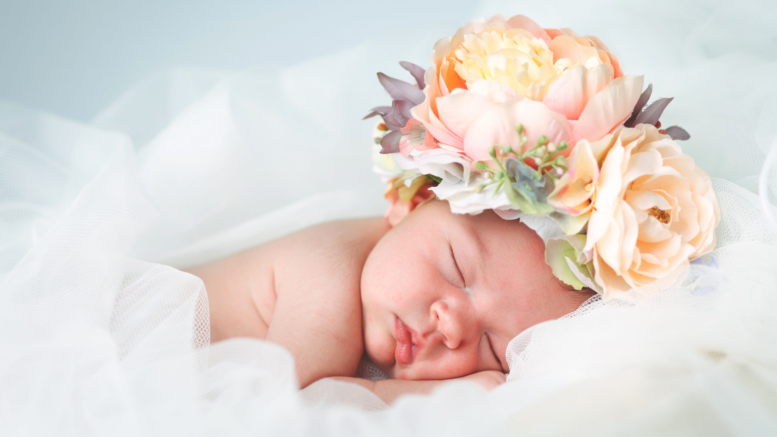 baby girls with flower crown