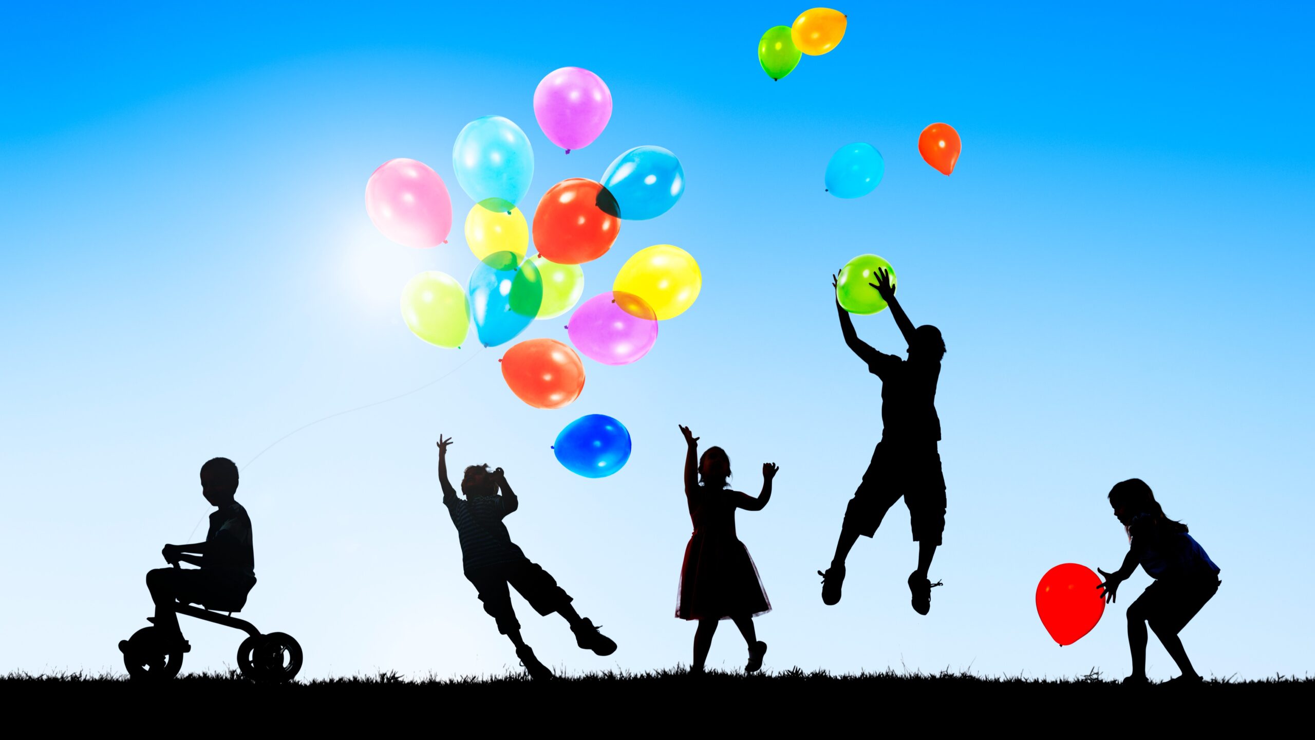 children with balloons