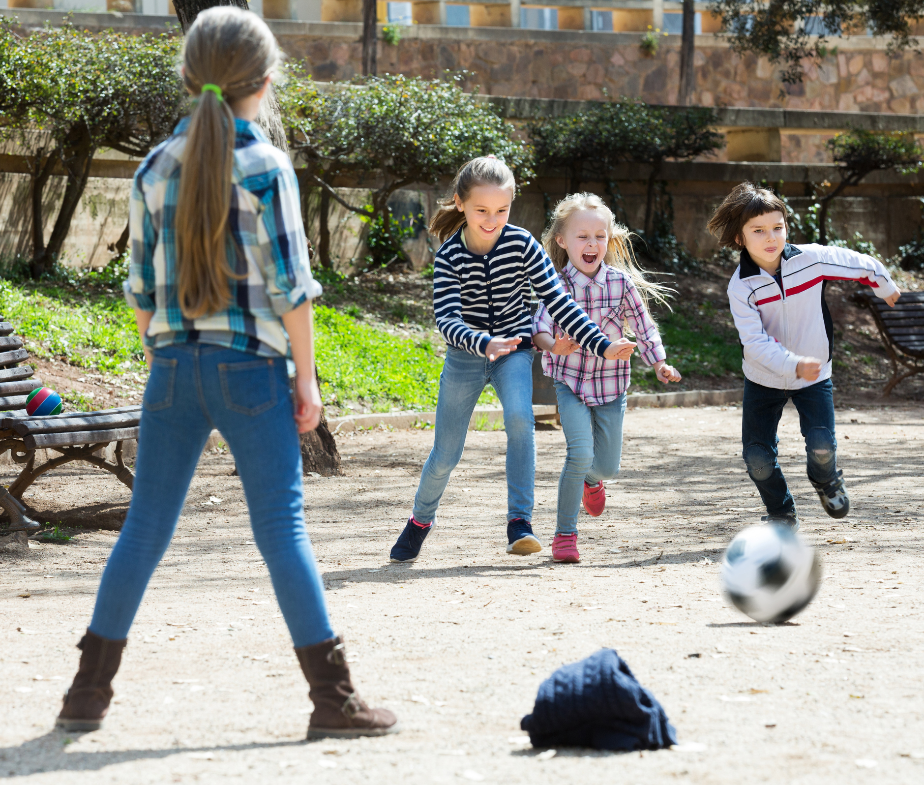 Kids playing street football