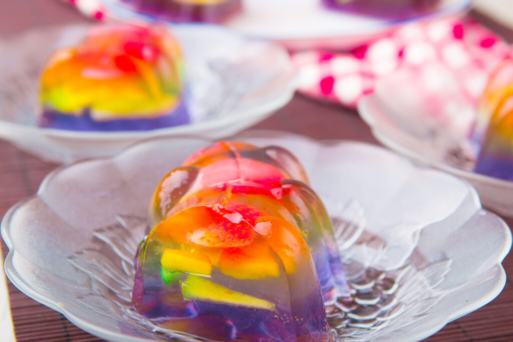 Gelatina de colores arcoiris