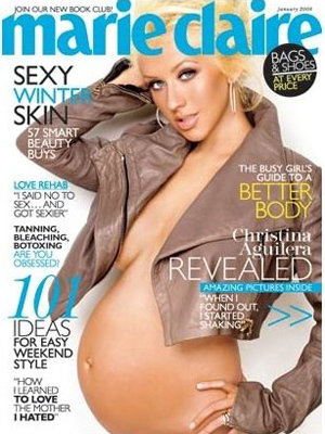 christina aguilera pregnant on marie claire