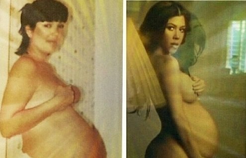 Kris Jenner and Kourtney Kardashian naked side by side photos while pregnant