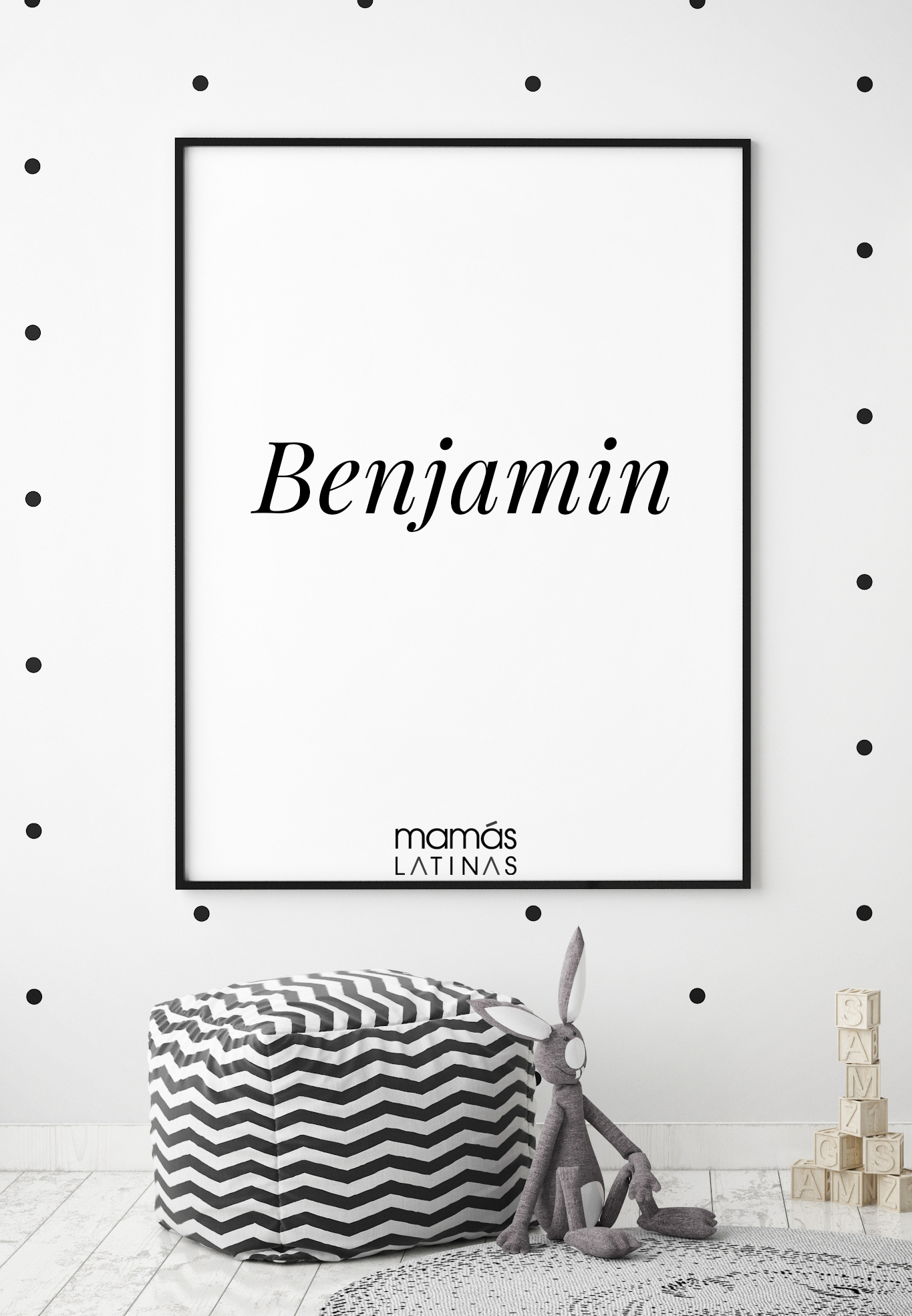 mock up poster frames in children bedroom, Scandinavian style interior background, 3D render