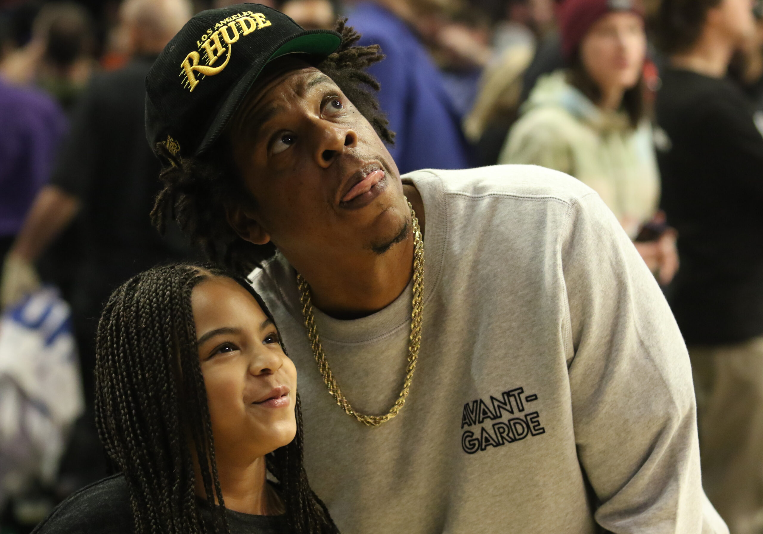 Jay-Z And Blue Ivy Carter Share A GirlDad Moment As They Attend A Basketball Game Between The Los Angeles Clippers And The Los Angeles Lakers