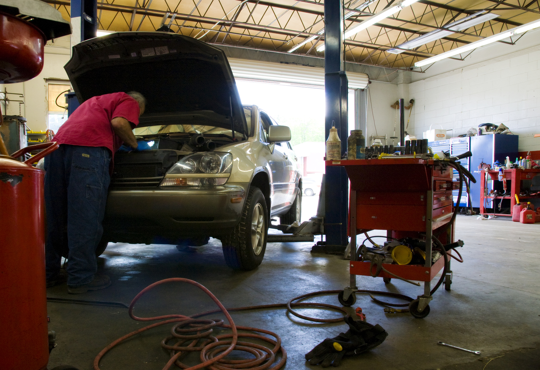 car getting serviced