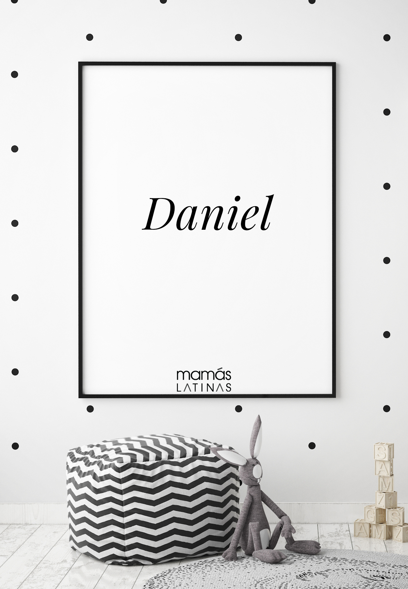 mock up poster frames in children bedroom, Scandinavian style interior background, 3D render