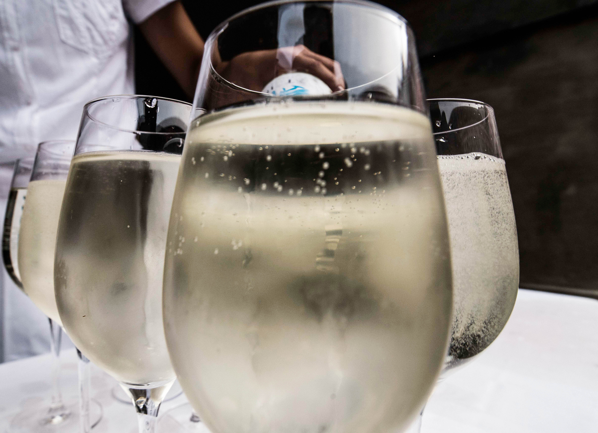 white wine spritzer in glasses on a table