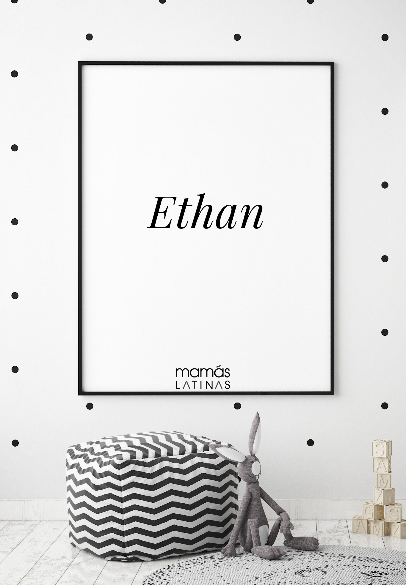 mock up poster frames in children bedroom, Scandinavian style interior background, 3D render