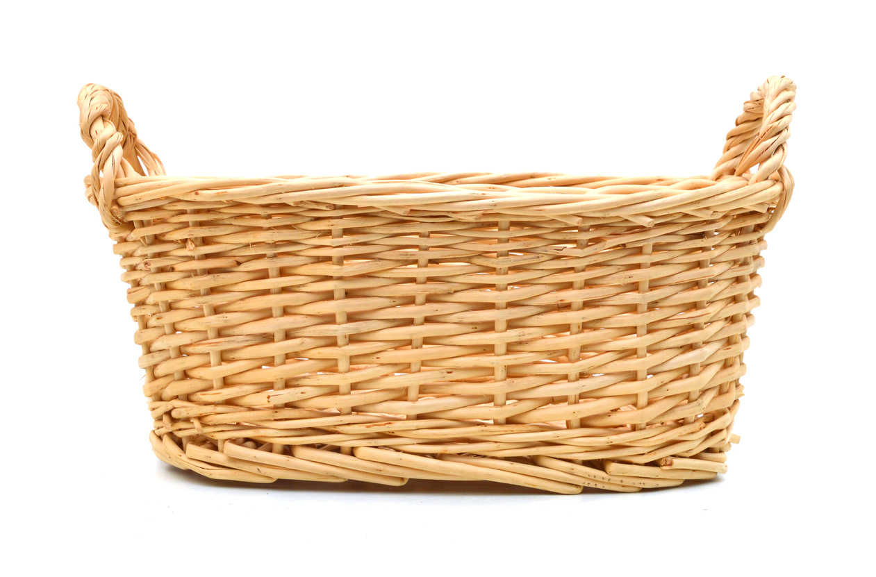 An empty basket on a white background