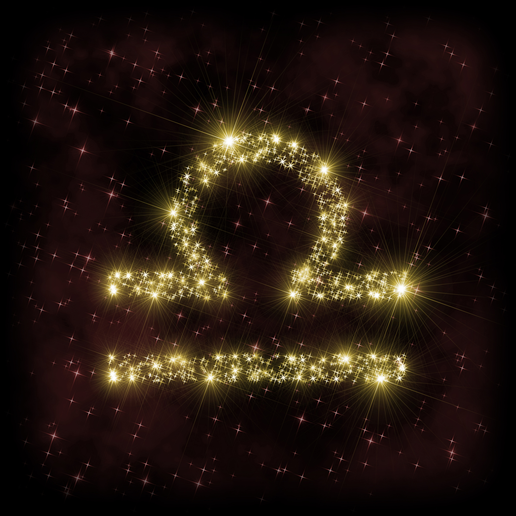 Libra Zodiak sign - astronomy or astrology illustration in which symbol corresponding to constellation is made of twinkling sparkling yellow (golden) stars