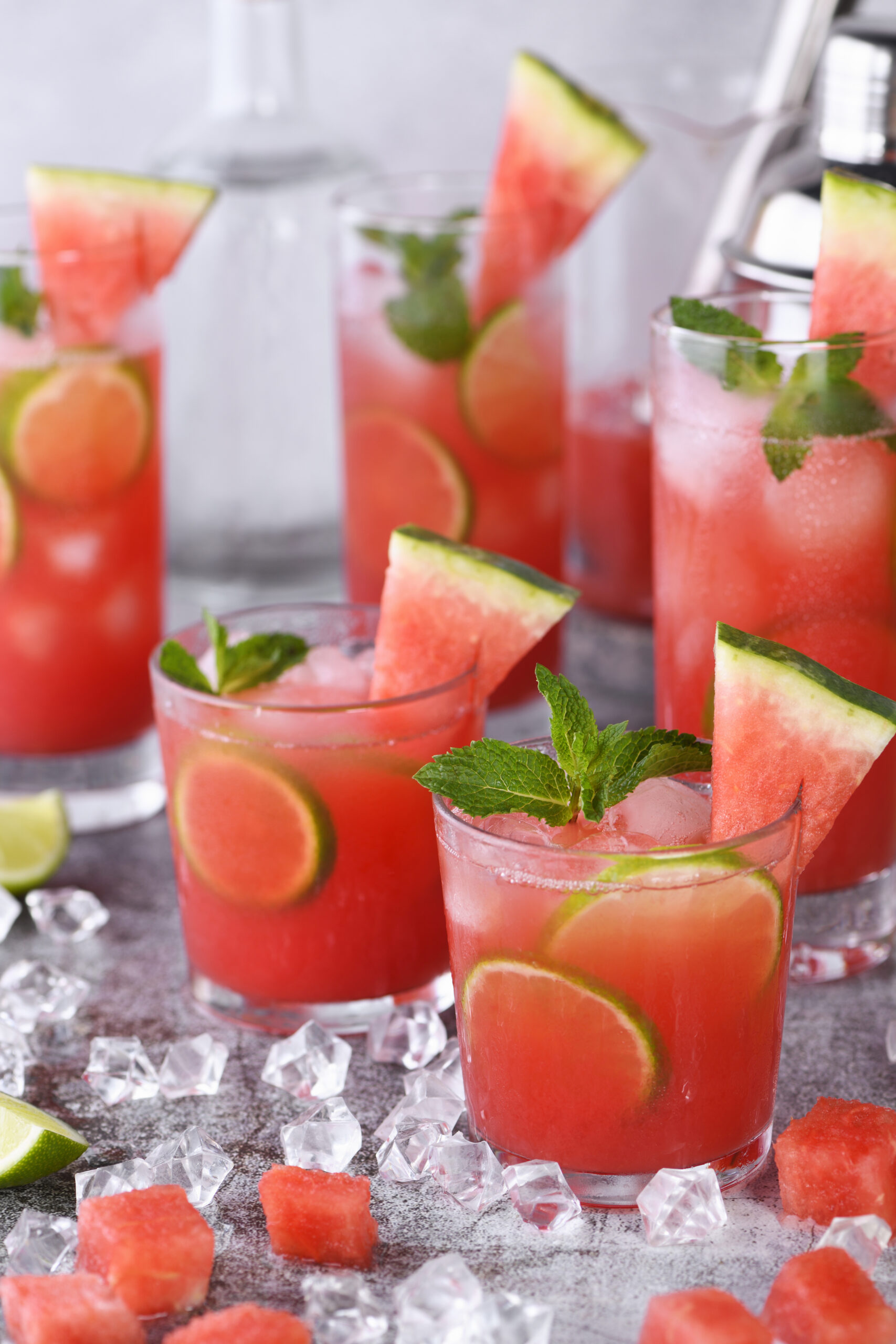 Vodka "Watermelon Cocktail" - made from fresh chilled watermelon, coconut sugar, fresh lime juice and vodka. Enjoy this light, refreshing, summer party cocktail