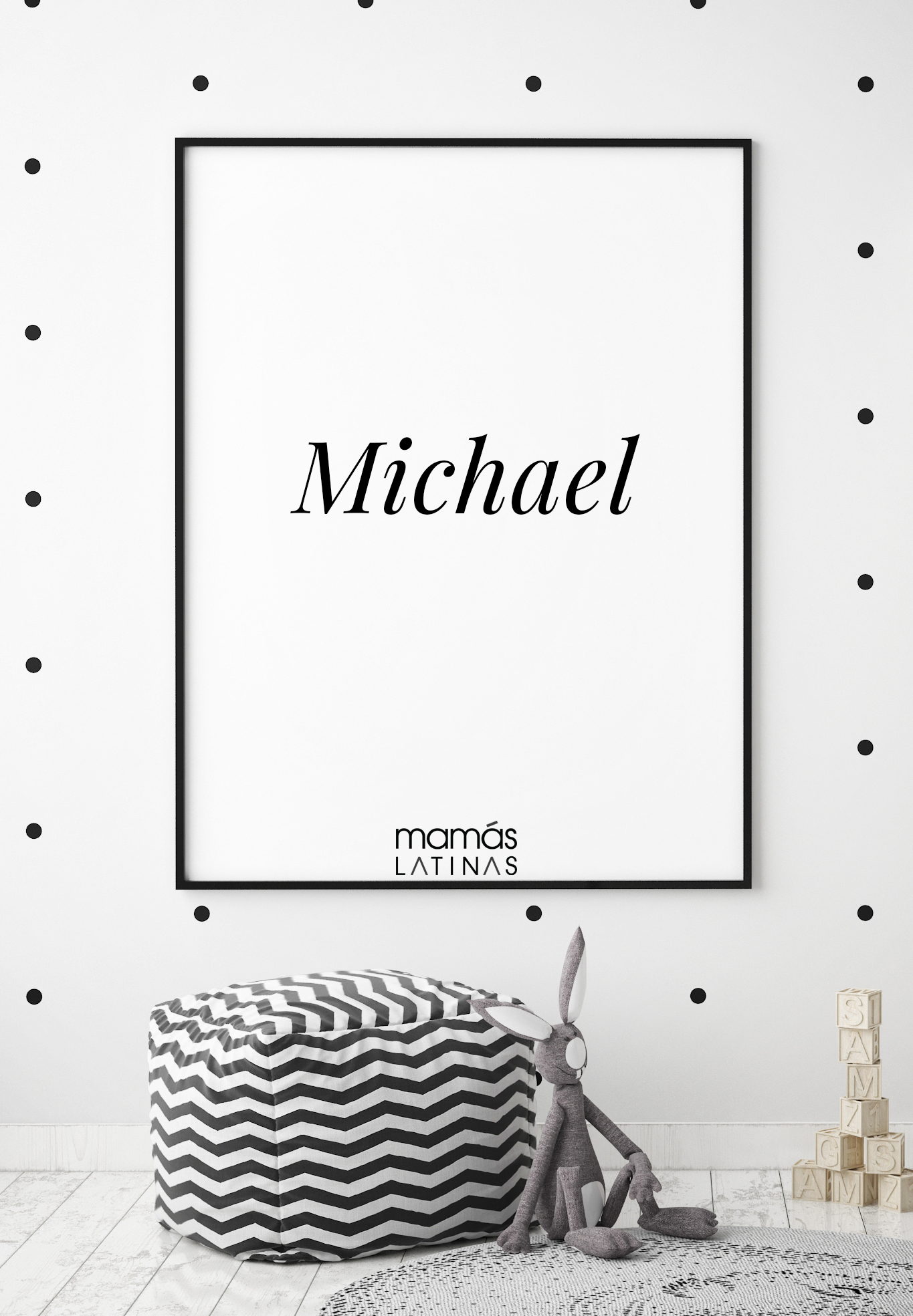 mock up poster frames in children bedroom, Scandinavian style interior background, 3D render