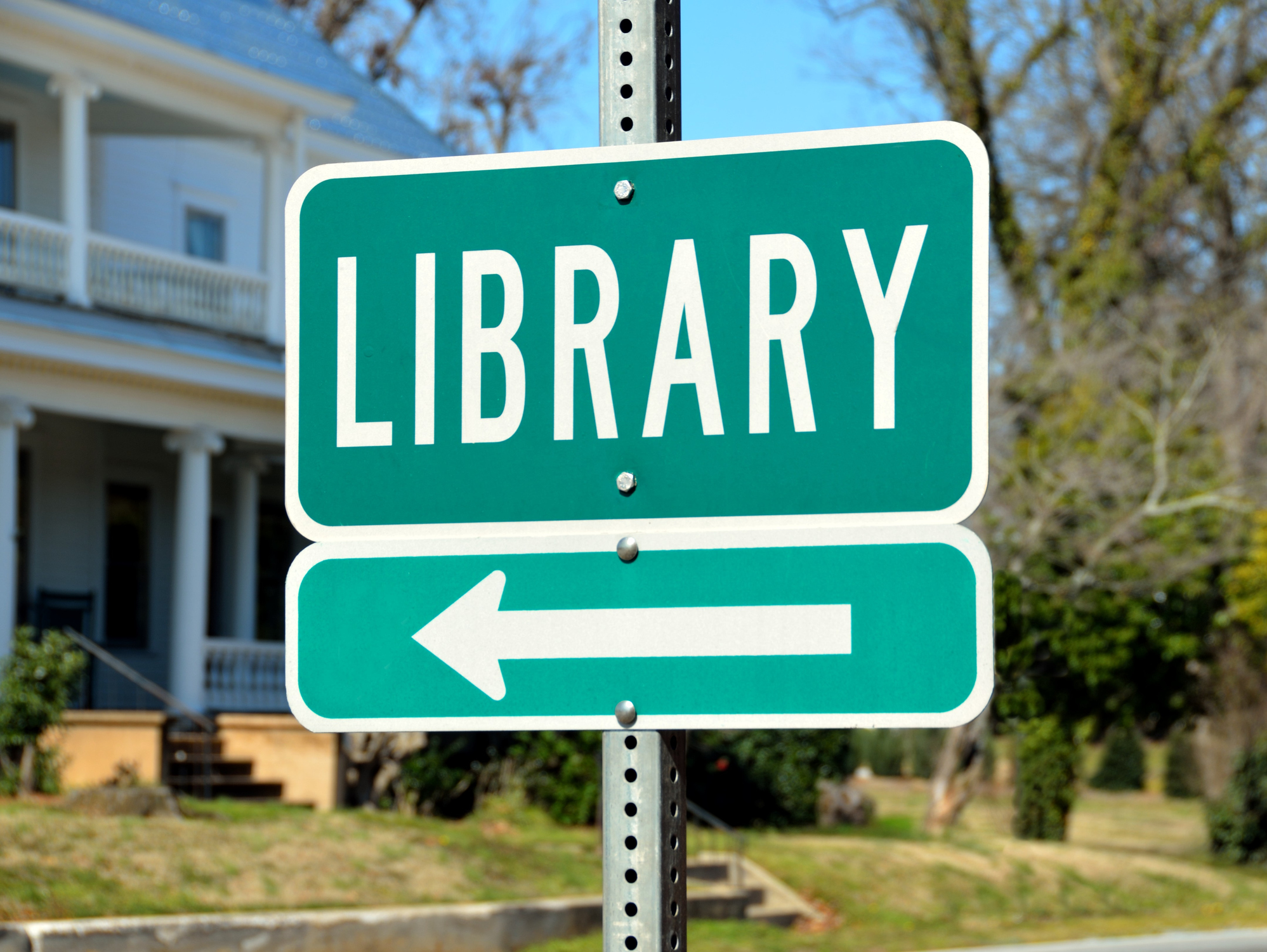 Public Library Road Sign