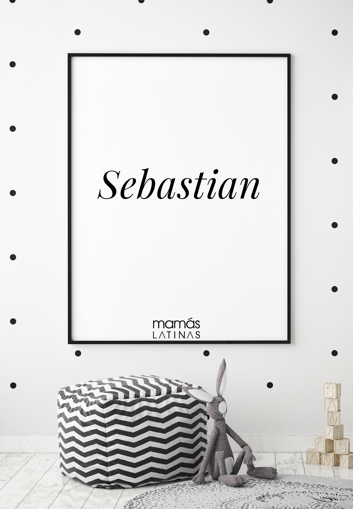 mock up poster frames in children bedroom, Scandinavian style interior background, 3D render