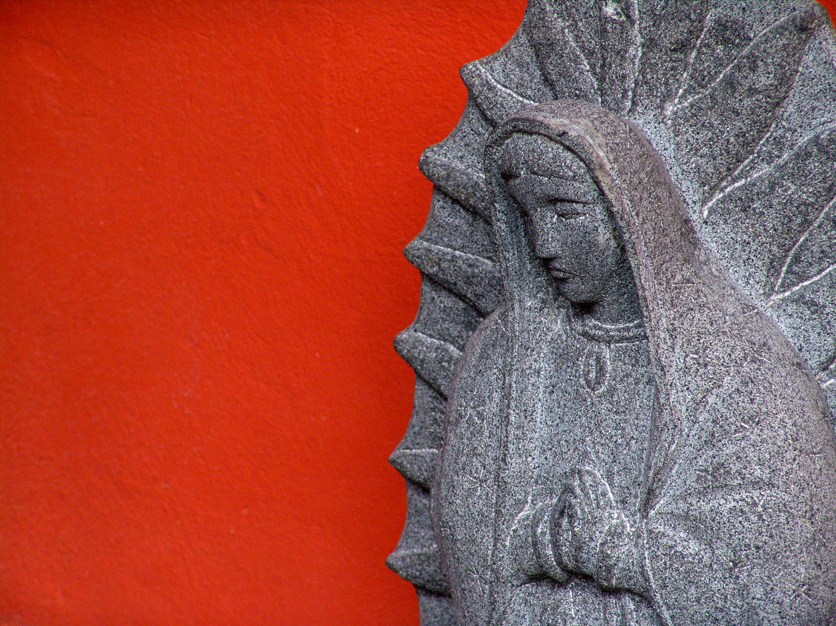 Virgin of Guadalupe stone statue