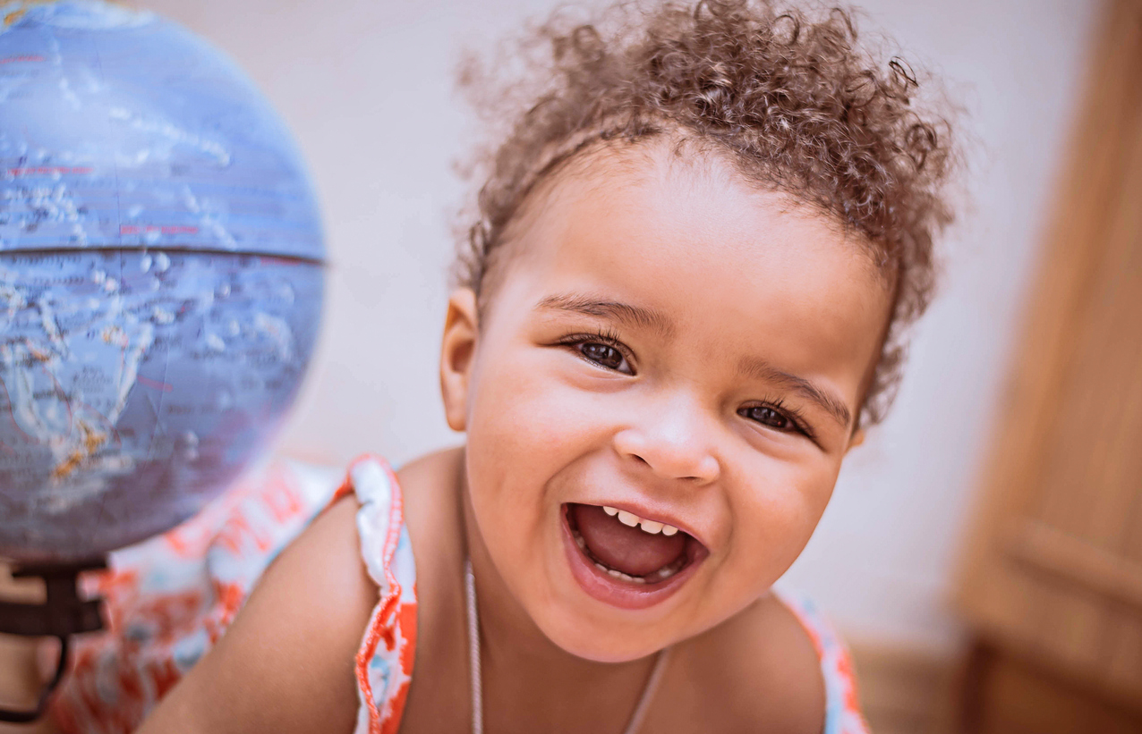 Happy Mixed Race Toddler Girl